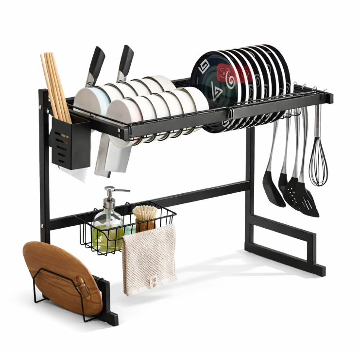 Органайзер для сушіння посуду KitchenRack 65 см, над раковиною, чорний - Зображення 1