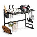 Органайзер для сушіння посуду KitchenRack 65 см, над раковиною, чорний