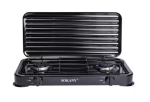 Настільна газова плита Sokany SK-6002 на 2 конфорки з кришкою, чорна