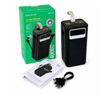 Зовнішній акумулятор Power Bank BOROFONE DBT35A 40000 мА·год, 22,5 Вт, PD 20W, з вбудованими кабелями та ліхтариком, чорний
