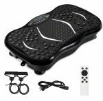 Віброплатформа для фітнесу з Bluetooth, USB, еспандерами та пультом ДК, до 150 кг, чорна