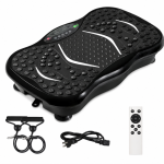 Віброплатформа для фітнесу з Bluetooth, USB, еспандерами та пультом ДК, до 150 кг, чорна