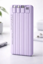 Павербанк PowerCharge 15000 мА·год 4-в-1 з вбудованими кабелями, фіолетовий - Зображення 2