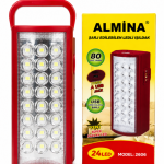 Акумуляторний ліхтар Almina 2606L 24 LED з функцією Power Bank, червоний