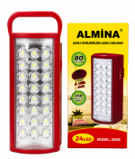 Акумуляторний ліхтар Almina 2606L 24 LED з функцією Power Bank, червоний