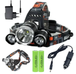 Налобний акумуляторний ліхтар RJ-3000 T6 + 2 XPE, 3 LED, 2 акумулятори 18650 - Зображення 5