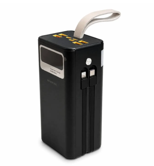 Зовнішній акумулятор Power Bank BOROFONE DBT35A 40000 мА·год, 22,5 Вт, PD 20W, з вбудованими кабелями та ліхтариком, чорний - Зображення 2