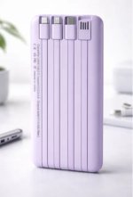 Павербанк PowerCharge 15000 мА·год 4-в-1 з вбудованими кабелями, фіолетовий - Зображення 2