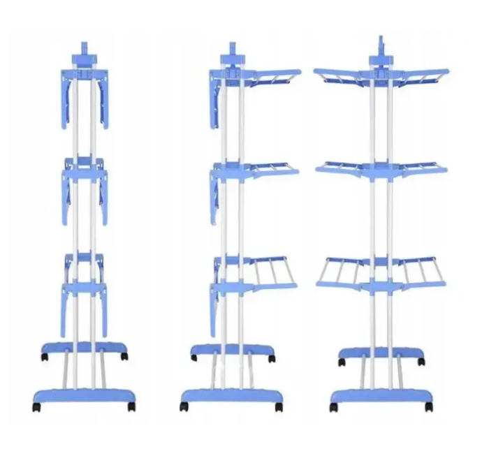 Підлогова сушарка для білизни Garment Rack з колесами, 70×23×173,5 см, блакитна - Зображення 5