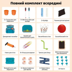 Дитячий мольберт 4 в 1 двосторонній з магнітною та крейдовою дошкою, баскетбольним кільцем і набором аксесуарів - Зображення 4