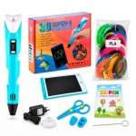 Дитяча 3D-ручка 3DPEN-6 з LCD-планшетом, трафаретами та 100 м PLA-пластику Блакитна