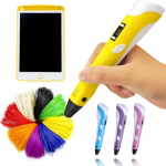 Дитяча 3D-ручка 3DPEN-6 з LCD-планшетом, трафаретами та PLA-пластиком 100 м, жовта - Зображення 4