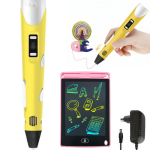 Дитяча 3D-ручка 3DPEN-6 з LCD-планшетом, трафаретами та PLA-пластиком 100 м, жовта - Зображення 5