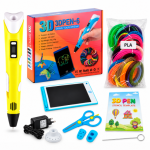 Дитяча 3D-ручка 3DPEN-6 з LCD-планшетом, трафаретами та PLA-пластиком 100 м, жовта