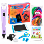 Дитяча 3D-ручка 3DPEN-6 з LCD-планшетом, трафаретами та PLA-пластиком 100 м, фіолетова