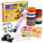 Дитяча 3D-ручка 3D Pen 3 з дисплеєм, трафаретами та 200 м різнокольорового пластику, фіолетова