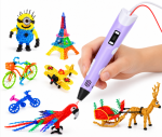 Дитяча 3D-ручка 3D Pen 3 з дисплеєм, трафаретами та 200 м різнокольорового пластику, фіолетова - Зображення 6