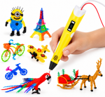 Дитяча 3D-ручка 3D Pen 3 з дисплеєм, трафаретами та 200 м різнокольорового пластику, жовта - Зображення 6