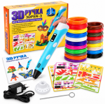 Дитяча 3D-ручка 3D Pen 3 з дисплеєм, трафаретами та 200 м різнокольорового пластику, блакитна